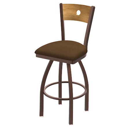 Holland Bar Stool Co 25" Swivel Counter Stool, Bronze Finish, Med Back, Rein Thatch Seat 83025BZMedMplB026
